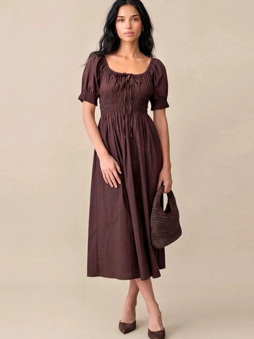 sorella Fenella Cotton Dress Dark coffee Size Medium NWT